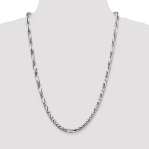 Vista 22 de Plata de ley 0.079 in (2 mm), 0.098 in (2.5 mm), 0.118 in (3 mm), 0.157 in (4 mm), 0.197 in (5 mm), cadena de serpiente redonda, collar de cadena