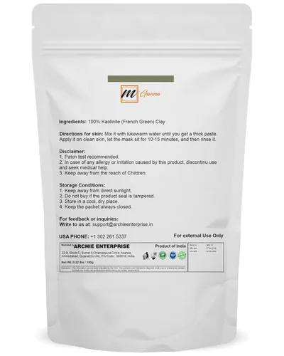 Vista 2 de Arcilla verde francesa en polvo 0.22 libras / 100 GMS Illite arcilla de montmorillonita para máscaras faciales, cremas, exfoliantes suaves