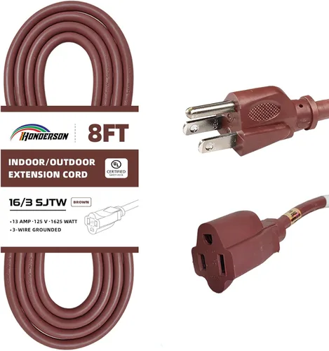 Vista 35 de Cable de Extensión HONDERSON, Certificación UL, Calibre 16, 1 Pie de Largo, Color Negro, 3 Puntas, Resistente, 16/3 SJTW, 13A, Cable de Energía