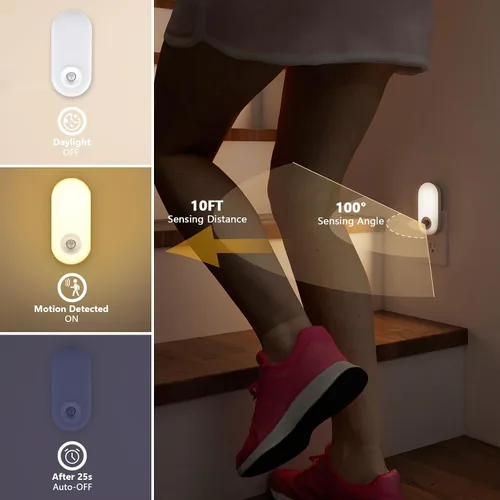 Vista 2 de Dawnrise Luces nocturnas brillantes que se enchufan en la pared, sensor