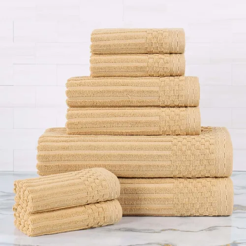 Vista 87 de Superior Juego de 6 toallas de algodón sólido y acanalado, toallas de cara de 13 x 13 pulgadas, toallas de mano de 16 x 28 pulgadas, toallas de baño