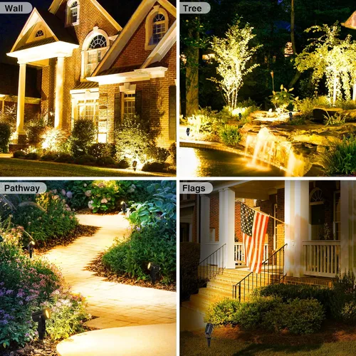 Vista 7 de Luces solares para exterior, focos de paisaje IP65 impermeables con cable de 3m, luces de pared para exterior con encendido y apagado automático