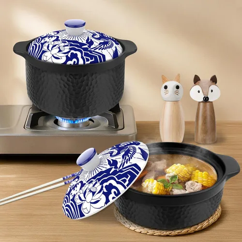 Vista 3 de Olla de arcilla resistente - Sustituye tanto a un horno holandés como a una olla (4.5 cuartos de galón)