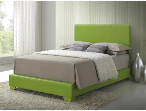 Vista 2 de Glory Furniture Aaron - Cama matrimonial tapizada de piel sintética en color verde manzana