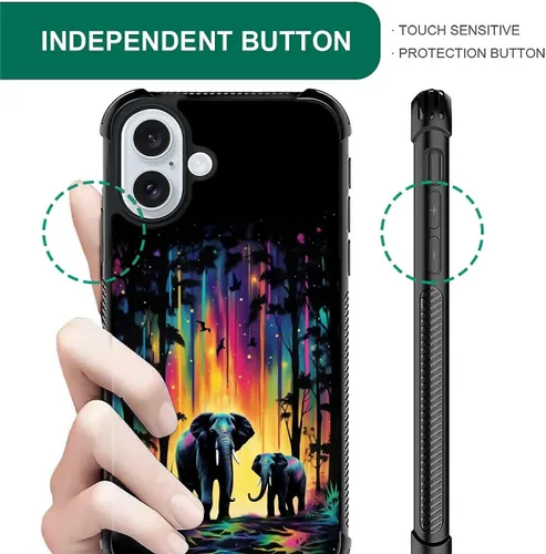 Vista 163 de Funda compatible con iPhone 15, diseño de elefantes africanos, diseño increíble a prueba de golpes, antiarañazos, carcasa trasera de policarbonato