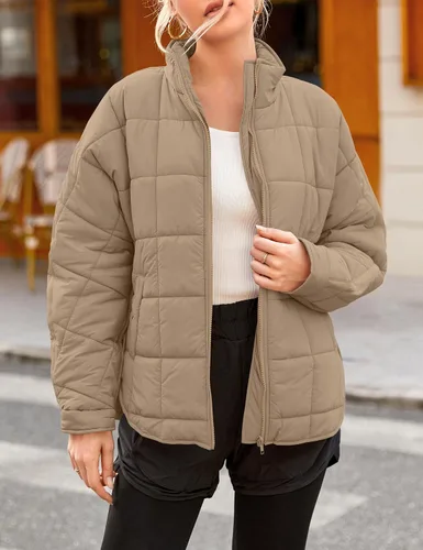 Vista 8 de LEANI Women's Oversized Lightweight Puffer Jackets Long Sleeve Zipper Short Down Coat with Pockets