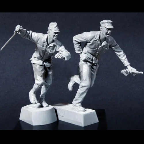 Vista 2 de Goodmoel Kit de soldado japonés modelo de resina soldado 1/35 de la Segunda Guerra Mundial (2 personas), sin montar y sin pintar, Ja-7955