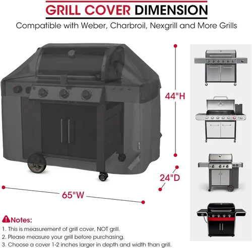 Vista 7 de Unicook Cubierta de parrilla de gas impermeable resistente al agua, cubierta de barbacoa de 65 pulgadas, material especial resistente a