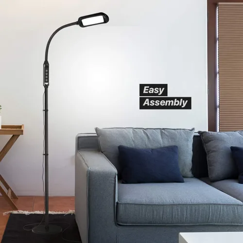 Vista 4 de Brightech Litespan - Lámpara LED de pie y escritorio 2 en 1, altura ajustable, sombras, cuello, luz esteticista para pestañas, lámpara de pie