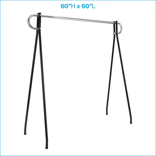 Vista 5 de SSWBasics Perchero de un solo riel negro y cromado de 60 x 60 pulgadas