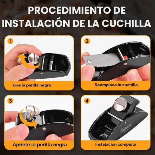Vista 5 de Hoteche Avión de madera mini - Cepillo de alisado ajustable de banco manual para carpintería y recorte - Avión de unión de 3.5 pulgadas con hoja