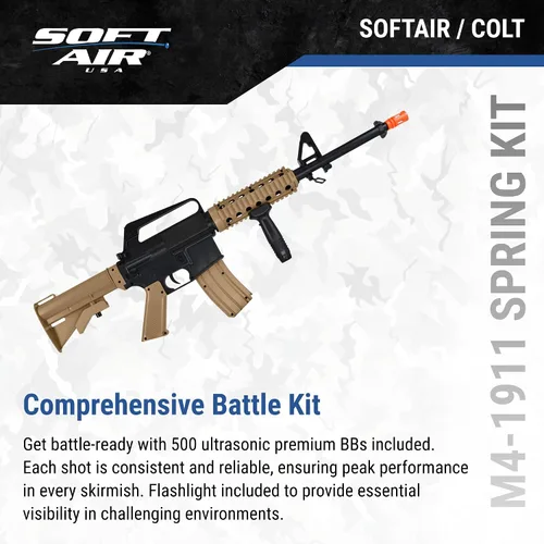 Vista 9 de Soft Air Colt RIS Spring Airsoft Rifle and Pistol On-Duty Kit de servicio, color marrón