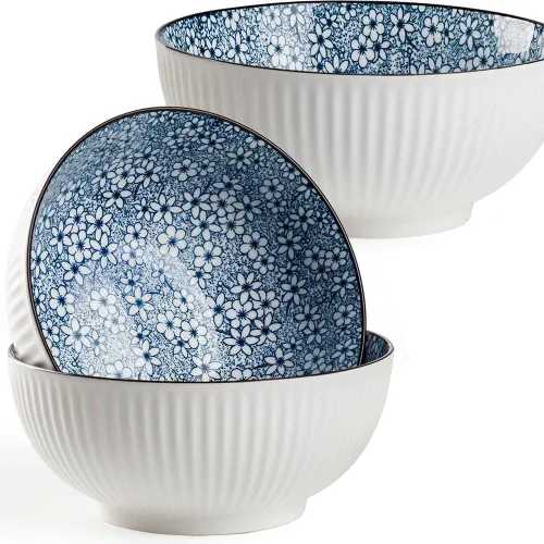 Vista 9 de Hesen Tazón de sopa grande de 60 onzas, cuencos Pho, juego de cuencos de ramen japonés, juego de 3 cuencos grandes de porcelana, 8 pulgadas