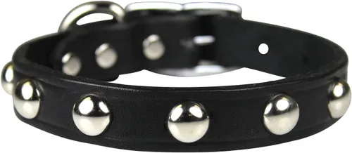 Vista 2 de Leather Brothers 12LS-BK12 - Collar de perro de cuero Latigo con tachuelas, tamaño pequeño, color negro