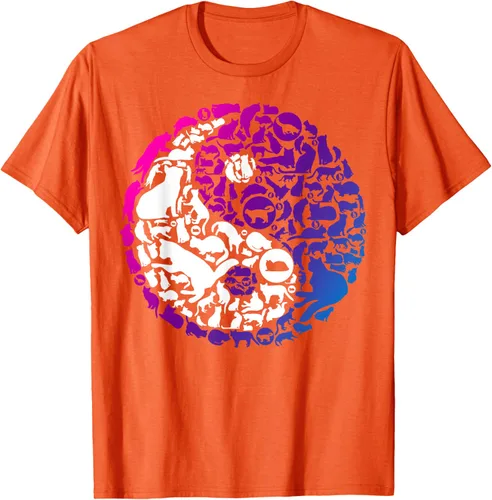 Vista 45 de Cute Kitty Cats and Zen Spirit Peace & Love Yin Yang - Camiseta de gato Negro