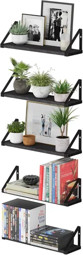 Vista 8 de Wallniture Ponza - Estante flotante de pared de 17 x 4.5 pulgadas, estantes pequeños de madera para almacenamiento en la pared, estante montado