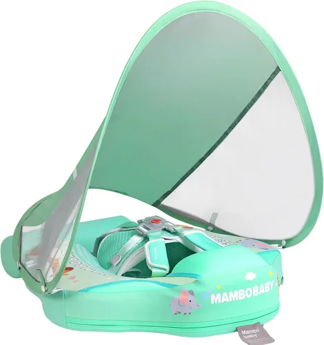 Vista 11 de Mambobaby Flotador con Toldo y Cola Nuevo Mejorado Flotador de Piscina No Inflable para Bebé Flotador de Natación Mambo Entrenador de Natación