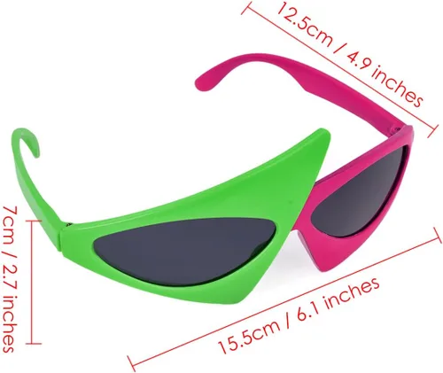 Vista 2 de Novelty Party Sunglasses 80s Asymmetric Glasses Neon Glasses for Hip Hop Dance Halloween Party