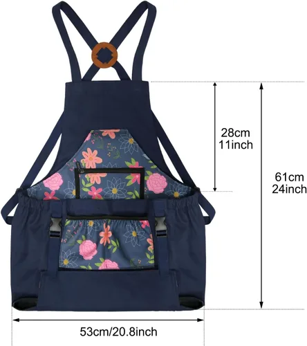 Vista 5 de Gardening Apron with Quick Release Pockets for Women and Men, Water Resistant Picking Pouch