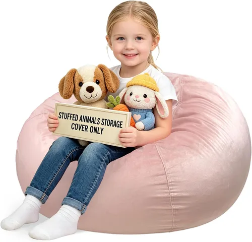Vista 55 de Lukeight - Puf de almacenamiento de animales de peluche para niños, funda para puf de dinosaurio con cremallera para organizar la habitación