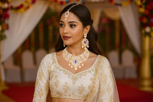 Vista 4 de Touchstone Joyería india bollywood para mujer, conjuntos de collar de declaración de boda, adornos nupciales reales grandes, grandes, declaración