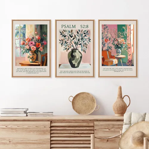 Vista 30 de FWIEXA Juego de Arte de Lienzo Bohemio Enmarcado para Pared, Cuadros Botánicos Verde Salvia Decoración de Pared, Impresiones de Arte de Plantas