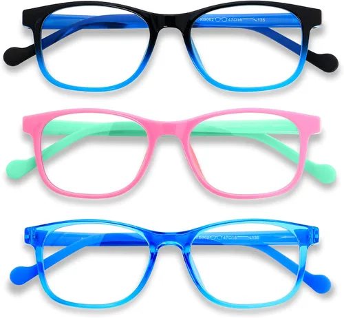 Vista 9 de ANDWOOD Gafas de luz azul para niños, niñas, niños, computadora, juegos, anti rayos azules, gafas de sol polarizadas de 3 a 12 años