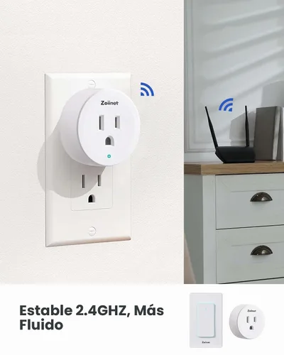 Vista 7 de Zoiinet Interruptor de enchufe inteligente, interruptor de tiempo para tomacorriente WiFi de 2.4G, compatible con Alexa, Google Home, Smart Life