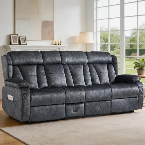 Vista 11 de Sofá biplaza reclinable manual de 59" reclinable doble para sala de estar