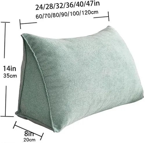 Vista 7 de Almohada de cabecera de cuña azul para lectura y reposo en cama, almohada triangular para respaldo de lectura, cojín de cuña para espalda, almohada