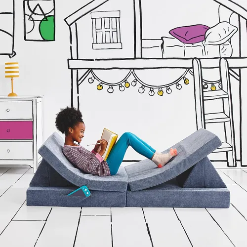 Vista 14 de Yourigami Castillo de Juego para Niños y Niños Pequeños, Juego de Complementos de Sofá para Sala de Juegos, Diseño Modular Duradero, Blue Lagoon