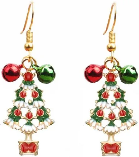 Vista 2 de Aretes de Navidad con diseño de árbol de copo de nieve de caramelo, regalo de cumpleaños de Acción de Gracias, joyería bonita para niñas, niños