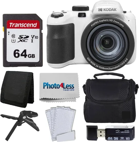 Vista 9 de Kodak PIXPRO AZ425 - Paquete de cámara digital con tarjeta de memoria de 64 GB + funda para cámara (negro) + lector de tarjetas USB + trípode