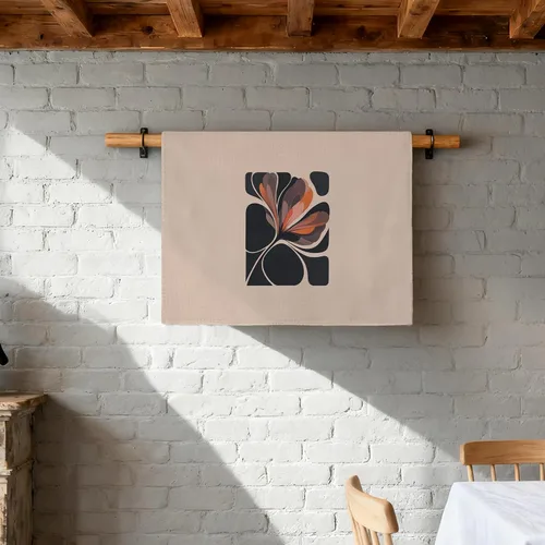 Vista 5 de Juego de 2 toallas de cocina abstractas y bohemias, modernas de mediados de siglo, color marrón y negro, para decoración de baño, cocina, toallas
