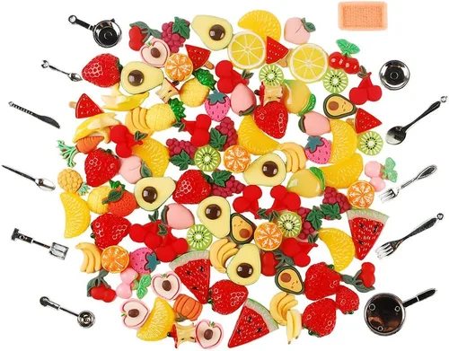 Vista 9 de NWFashion 112 piezas de decoración en miniatura de postre pastelería, decoración de pastel de alimentos, álbumes de recortes, decoración de zapatos