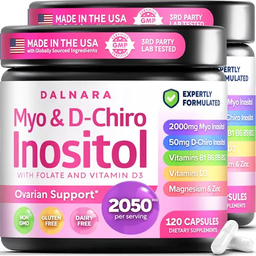 Vista 10 de Suplemento de mio-inositol y D-chiro inositol para mujeres, 120 quilates, ideal 40:1
