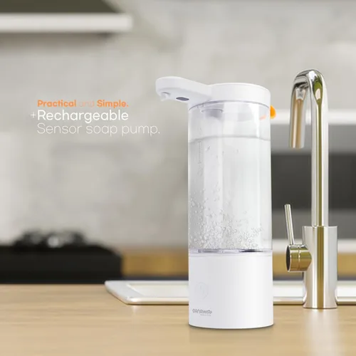 Vista 9 de Práctico dispensador automático de bomba de jabón líquido con sensor recargable sin contacto de 17 onzas, ajustado por la distancia del sensor