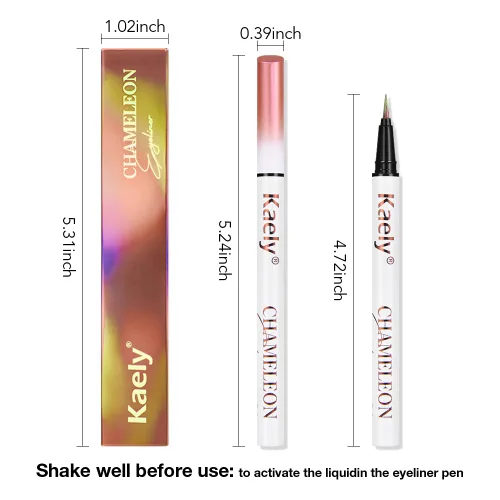 Vista 6 de evpct Delineador de ojos líquido cromático dúo, con purpurina de bronceador rosa, destello metálico brillante, sombra de ojos en lápiz, cambio