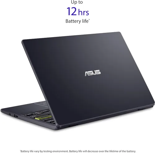 Vista 7 de ASUS Notebook E210 11.6” Ultra Thin, Procesador Intel Celeron N4020, 4GB de RAM, 64GB de almacenamiento eMMC, Windows 10 Home en Modo S con un año