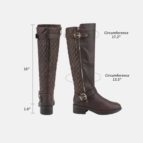 Vista 2 de DREAM PAIRS - Botas de montar de invierno para mujer cómodas hasta la rodilla y de pantorrilla ancha