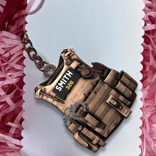 Vista 4 de Llavero personalizado para oficiales de policía, regalo de policía personalizado para él, llavero de policía personalizado, regalos de policía