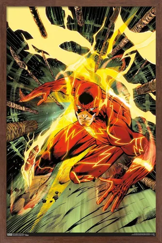 Vista 10 de Trends International DC Comics - Póster de pared de The Flash - Spears, 14.725 x 22.375 pulgadas, versión enmarcada de madera de granero