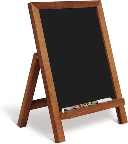 Vista 10 de 4 THOUGHT Letreros pequeños de pizarra de mesa, 9.5 x 14 pulgadas, mini pizarra magnética con soporte para alimentos, marco de madera, caballete