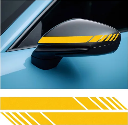Vista 7 de Dickno 2 piezas de adhesivos para espejo retrovisor de coche, 14 cm × 1,4 cm Adhesivos impermeables para espejo lateral de auto, tiras