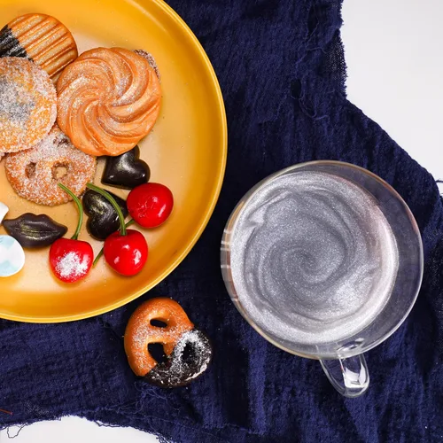 Vista 2 de NiHome Polvo brillante comestible con purpurina para bebidas, postres Metálico