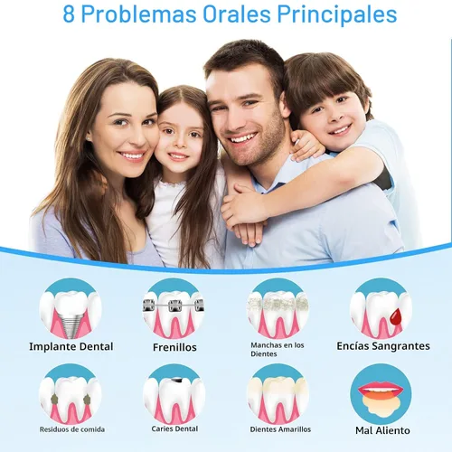 Vista 6 de TUREWELL - Hilo dental de agua para dientes/frenos, limpiador de dientes de agua con 8 puntas de chorro y 10 niveles de presión, irrigador bucal