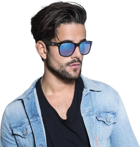 Vista 7 de Ray-Ban Rb2132 New Wayfarer Gradient - Lentes de sol cuadrados Caucho Negro/Gris Espejo Azul
