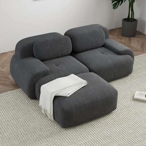 Vista 14 de Sofá sin hueso de 82 pulgadas, cómodo sofá cama de dos plazas, sofá comprimido con asiento profundo, sofá nube de pana para sala de estar