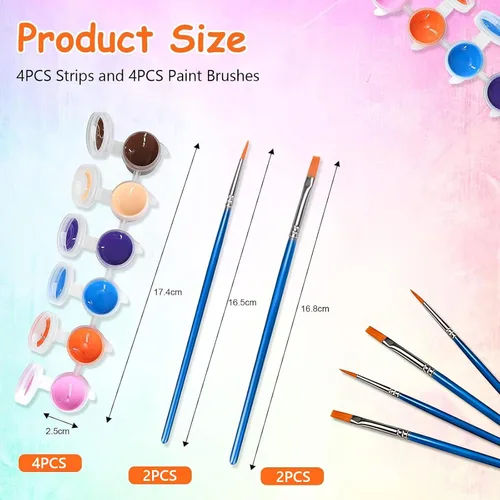 Vista 2 de Juego de 2 mini pintura acrílica, 12 colores, tiras de pintura acrílica para adultos, kit de pintura de 28 piezas, almacenamiento de tiras