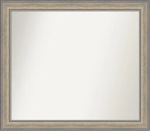 Vista 227 de Amanti Art Espejo de baño plateado para sobre el fregadero, 28 x 37 pulgadas, elegante espejo rectangular de peltre cepillado, marco de madera